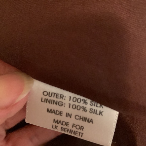 LK BENNETT dress size 6 US brown 100% silk calf length - Picture 8 of 14